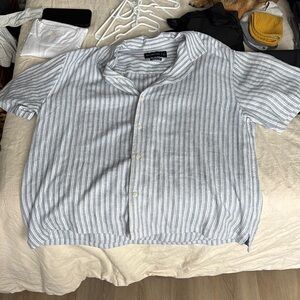 Abercrombie Blue Striped Linen Shirt